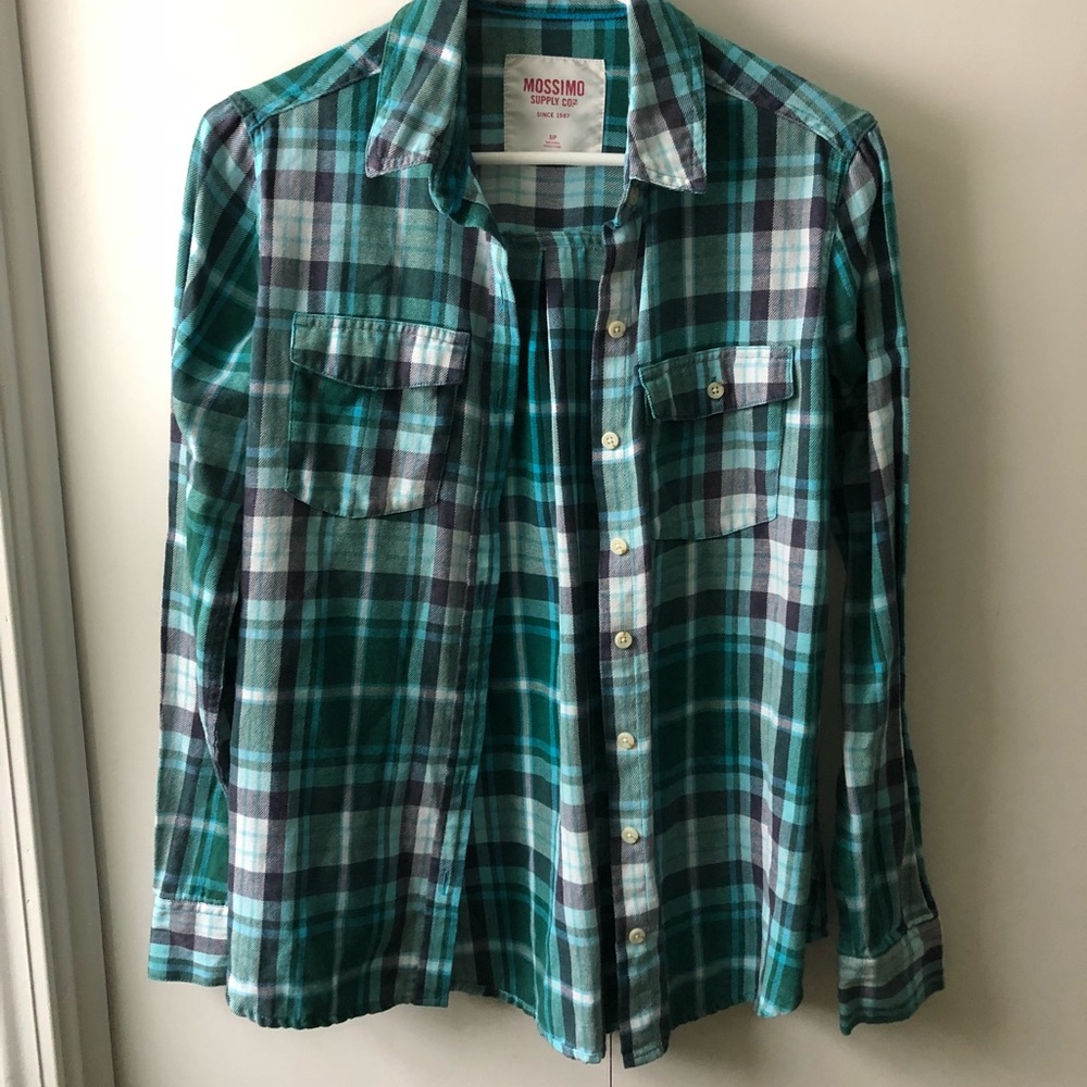 Blue plaid button-up